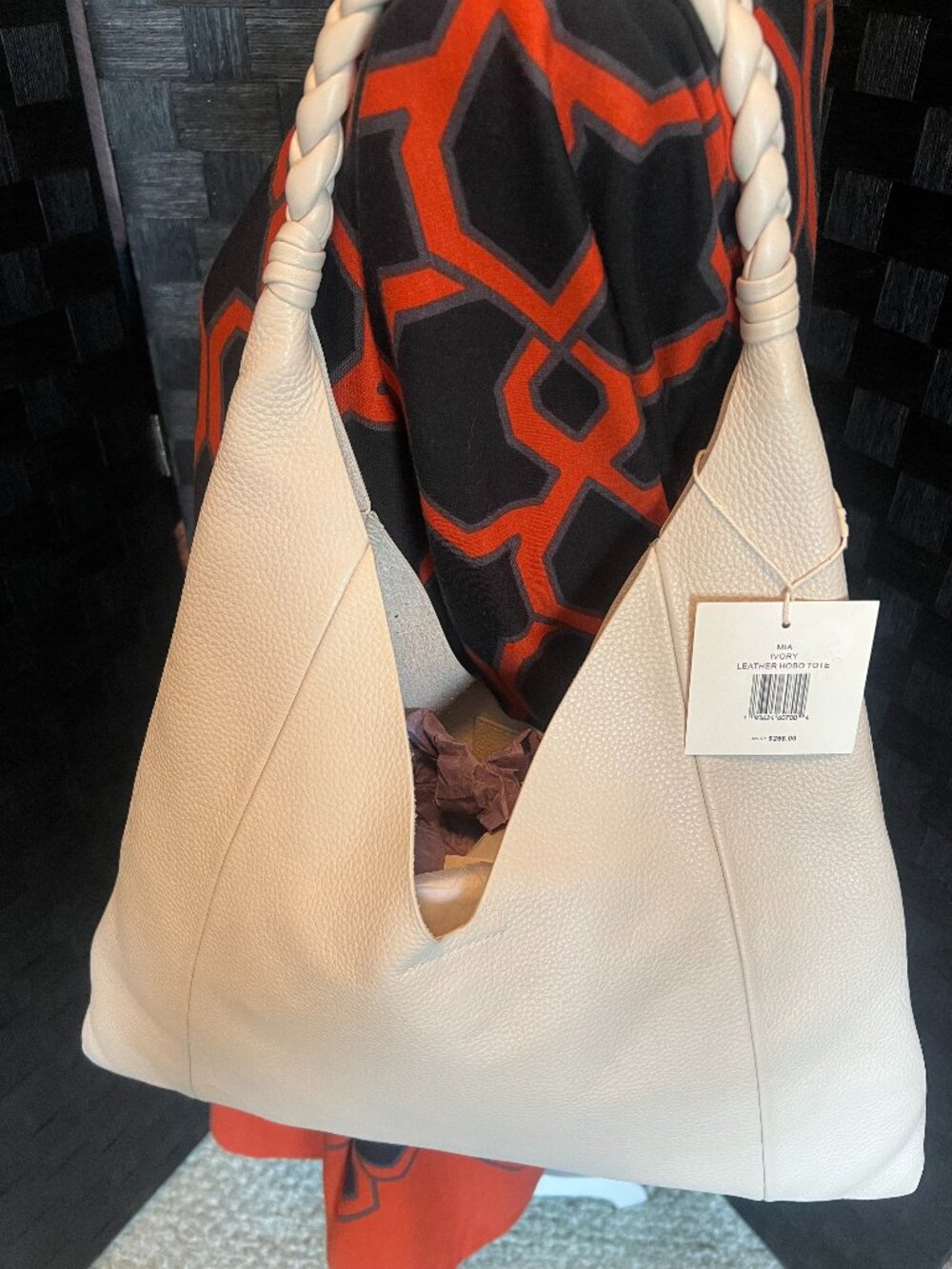 Dolce Vita MIA IVORY LEATHER HOBO TOTE